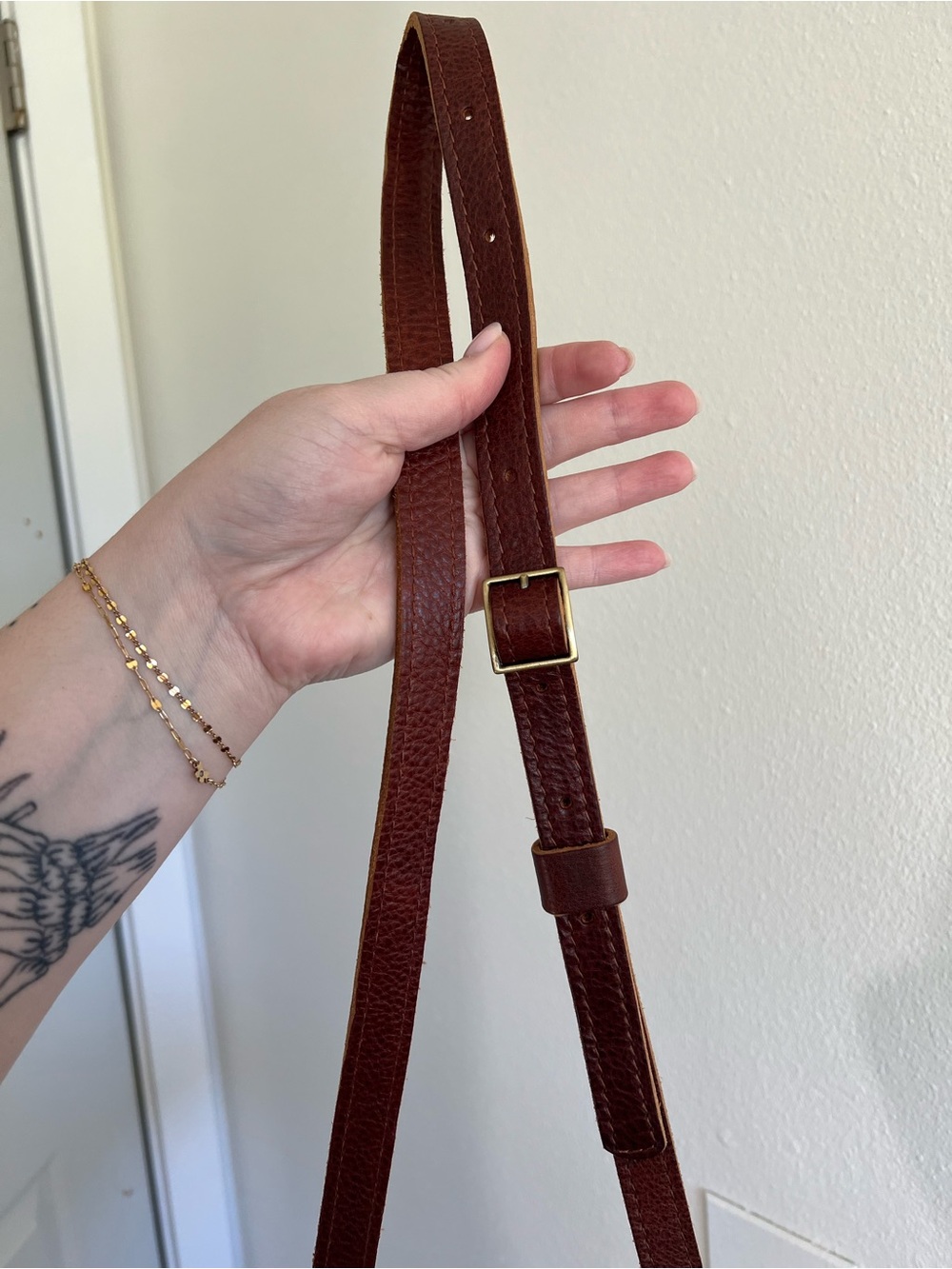 Portland Leather Small Round Crossbody Bag in Nutmeg - Picture 6 of 8